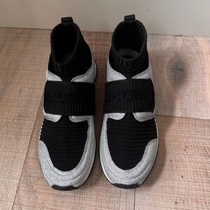 2017 Chanel CC Logo sock silver black knit sneakers slip on shoes bag jacket 39